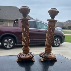 Elegant Wooden Candle Holders